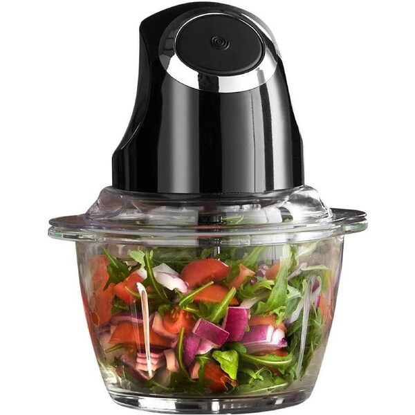 Desire Mini Chopper, Stainless Steel S Blade, One Touch, 1L Glass Bowl, Black