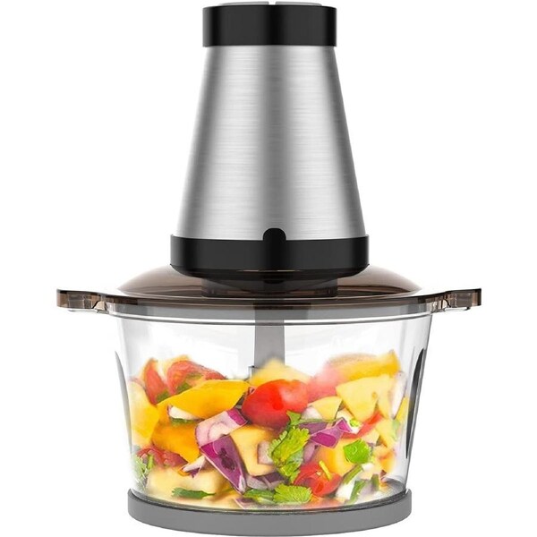 Powerful 400W Electric Food Processor & Chopper, 2L Glass Bowl, 4 Steel Blades