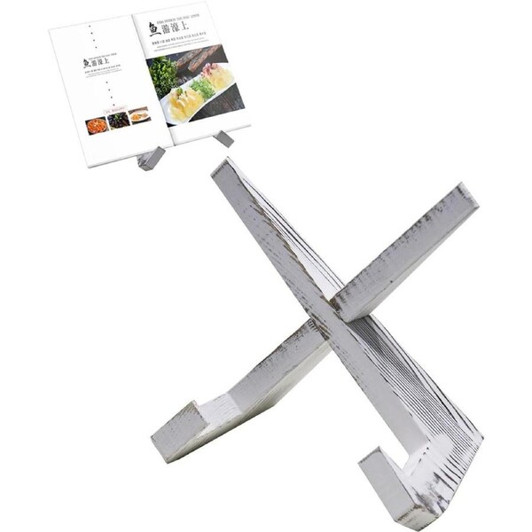 Solid Wood Cookbook Stand for Farmhouse Kitchen Decor