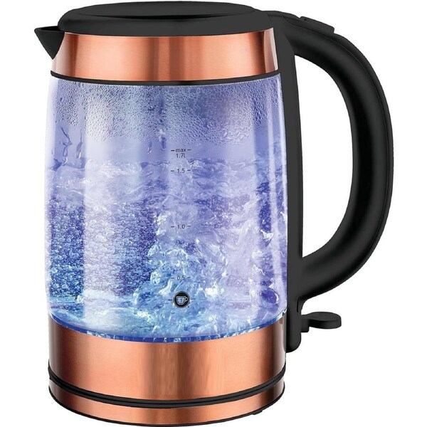 Brooklyn Glass Kettle - BPA Free, Fast Boil, 1.7L Capacity, Copper