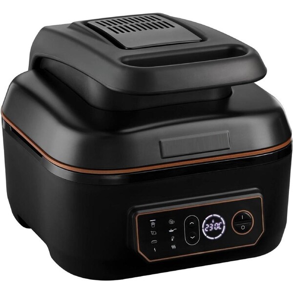 Air Fryer Oven, 5.5L Capacity, 7 Auto Functions, Digital Display, Dishwasher Safe - Black/Copper