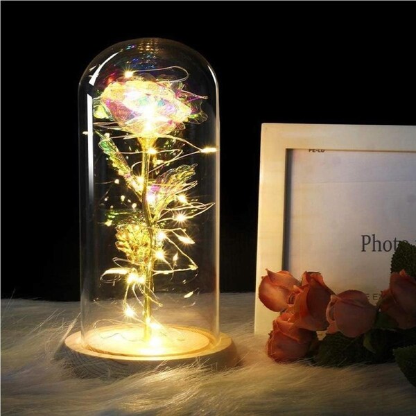 LED Glass Dome Beauty and The Beast Rose - Everlasting Crystal Flower Gift
