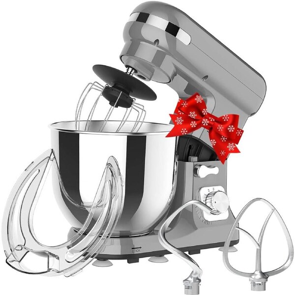 Oppbsuy 6.5L Stand Mixer, Grey Electric Food Mixer - 6-Speed Kitchen Machine - 1400W Updated