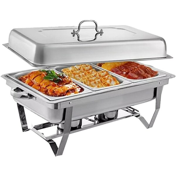11L Stainless Steel Dinner Plate Tray Chafing Dish Buffet Warmer (3x3L Food Pan)