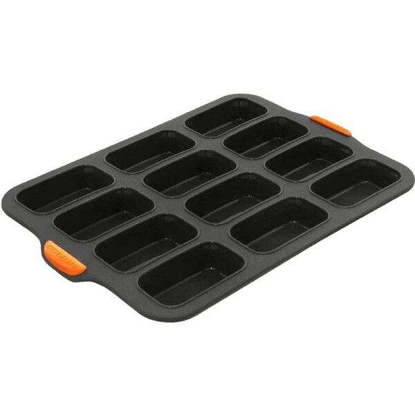 Silicone Mini Loaf Pan - 12 Cups, 35.5 x 24.5 cm, Grey