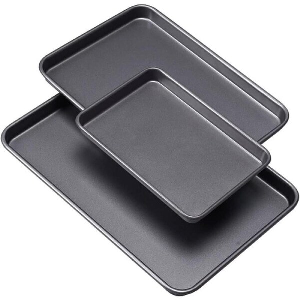 Nonstick Bakeware Set - 3 Piece, Easy Clean, Dishwasher Safe, Heavy Duty Carbon Steel