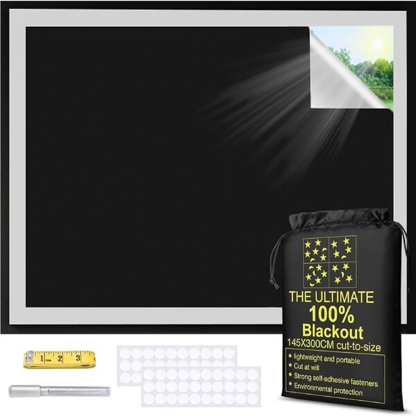 Portable Blackout Curtains for Travel - 300x145CM, 100% Room Darkening for Nursery & Kids Bedroom