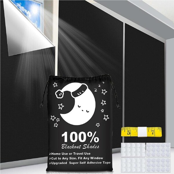Portable Blackout Blinds - 100% Blackout Material for Nursery, Bedroom, Dorm or Travel - 100x145CM