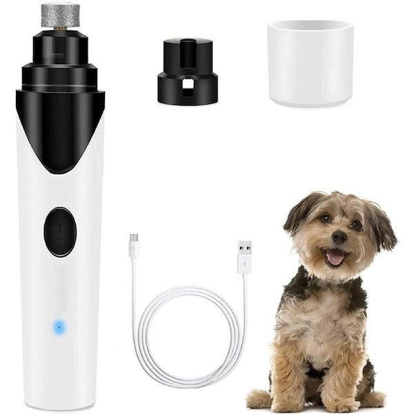 Quiet Dog Nail Grinder for Small to Large Pets - Rechargeable Electric Trimmer Kit