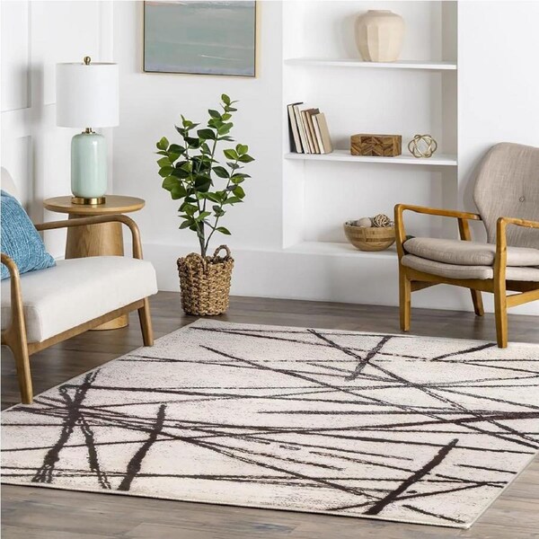 Soft Modern Geometric Area Rug for Bedroom or Living Room