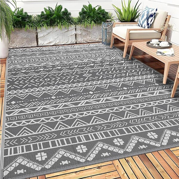 Waterproof Outdoor Straw Rug - 150x245cm - Reversible Patio Mat for Outside Activities