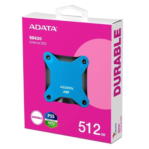 Adata SD620 512GB Blue External Solid State Drive, Shock Resistance, USB3.2 [SD620-512GCBL]