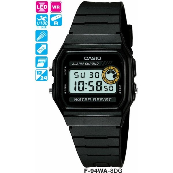 Casio Watch Vintage Retro Original F-94WA-8DG F94 F-94 F94W F-94W Warranty