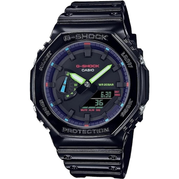 Casio G-Shock Analog/Digital Black/Rust designs Watch GA-2100RGB-1AD GA-2100RGB-1 GA-2100 200M Water Resist 2YR Warranty