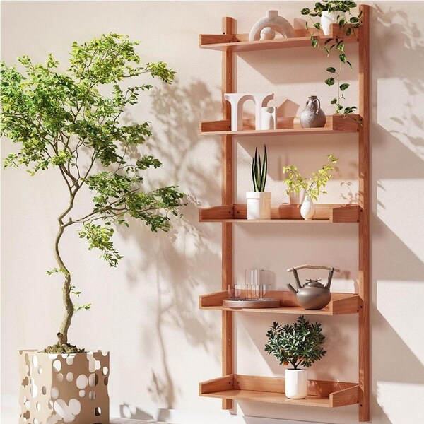1X Artiss Bookshelf Floating Shelf CAPIZ Oak