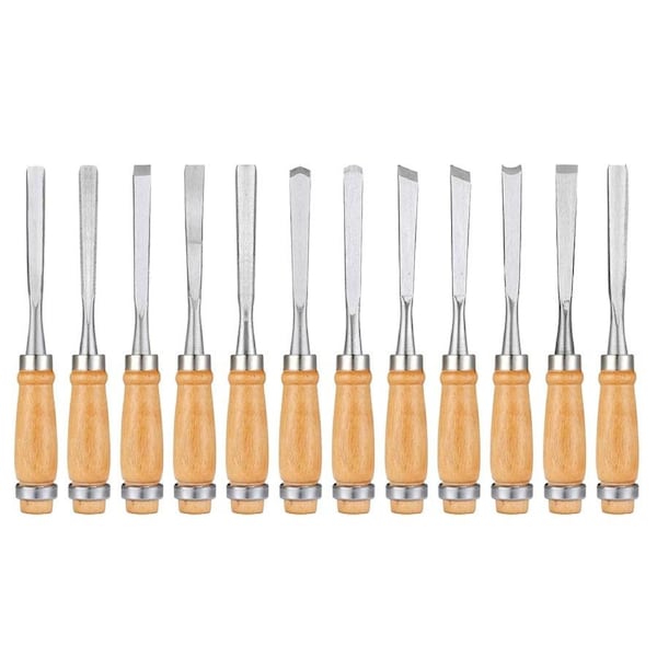 OZNALA 18Pcs Carving Chisels Kit Wood Working Professional Gouges Woodworking Tool Set for Woodturning and DIY