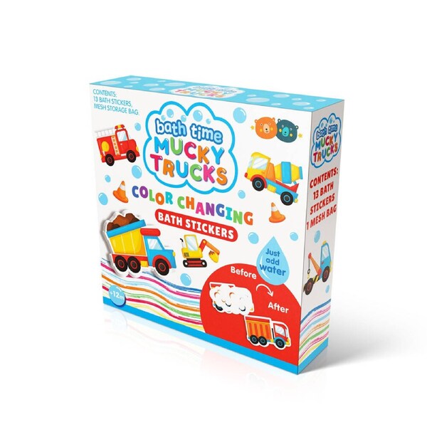 Buddy & Barney Colour Changing Kids/Childrens Bath Stickers - Mucky Trucks 1+