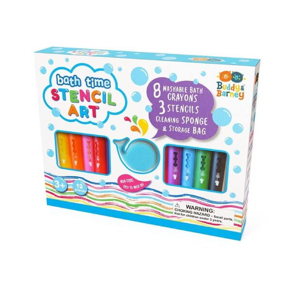 12pc Buddy & Barney Non-Toxic Bath Time Stencil Art Kids/Childrens Set 3+