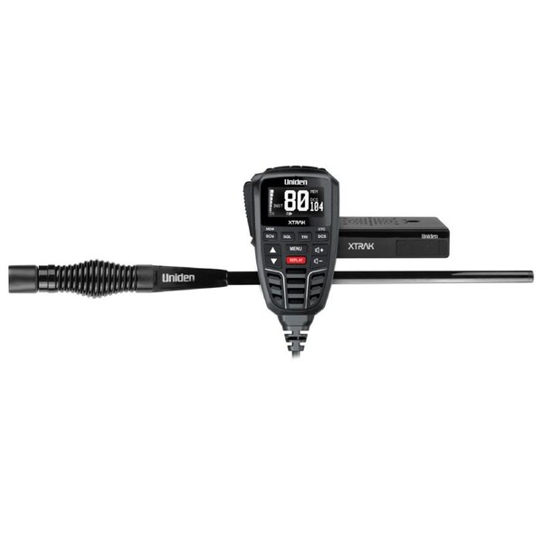 Uniden XTRAK 80 Adventure Pack - Smart UHF Radio with Large OLED Display and ATX890S Heavy Duty Antenna