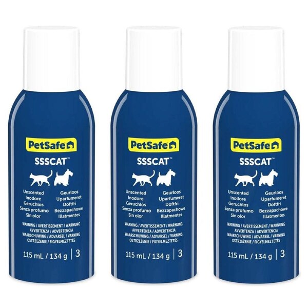 PetSafe SSSCAT Spray Deterrent Refill Can 115ml - 3 Can Bulk Pack