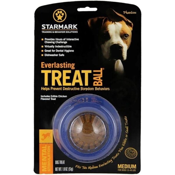 Everlasting Medium Dog & Puppy Treat Ball Toy by Starmark (Dogs 6.8-18kg)