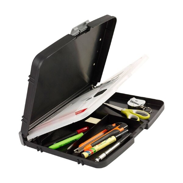 Marbig A4 Heavy Duty Storage Clipboard w/Marker Pencil Case/Folder Organiser BLK