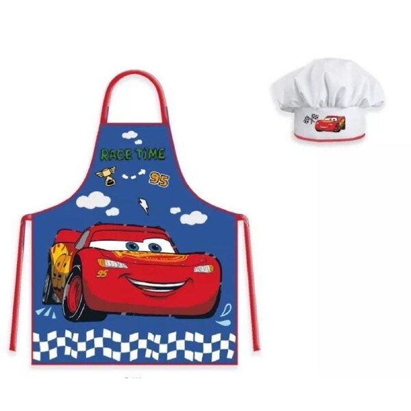 Disney Cars Lightning McQueen Blue Kids Apron and Chef Hat Set
