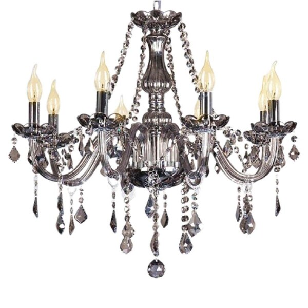 Smokey Elegance 8 Head Smoke Silver Chandelier