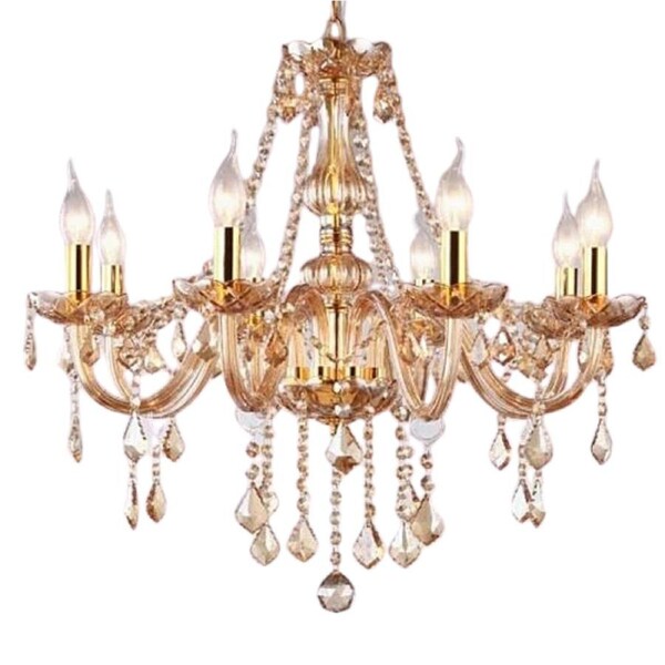 Radiant Warmth 8 Head Amber Silver Chandelier