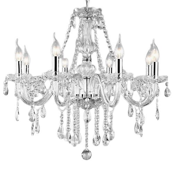 Crystal Elegance 8 Head Clear Silver Chandelier