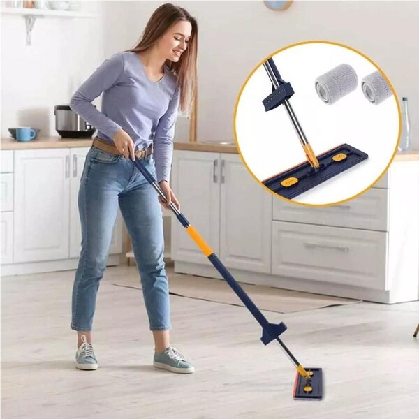 New Upgrade Style Large Flat Mop, 360°Rotating Magic Self Wringing Mop+2 Pads