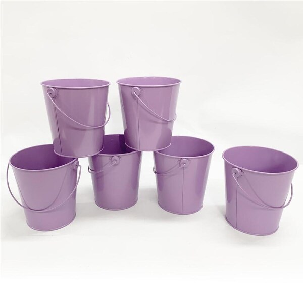 24pk Purple Metal Easter Buckets with Handle -12cm-
