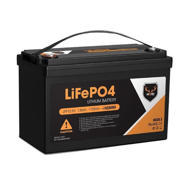 MOBI 135AH Lithium Battery 12V LiFePO4 Deep Cycle Battery