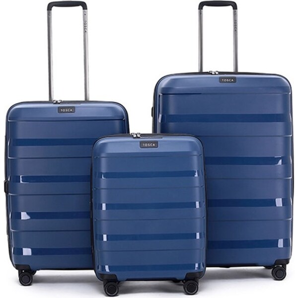 3pc Tosca Comet 4-Wheeled Suitcase Luggage Travel Bag Set S/M/L - Storm Blue
