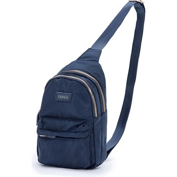 Tosca Casual Shoulder Nylon Slinger Crossbody Chest Utility Bag Navy Stitch