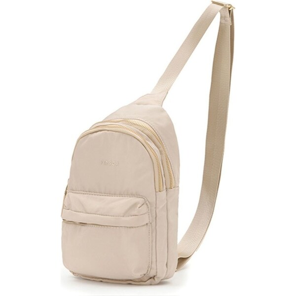 Tosca Casual Unisex Shoulder Nylon Slinger Crossbody Chest Utility Bag Beige