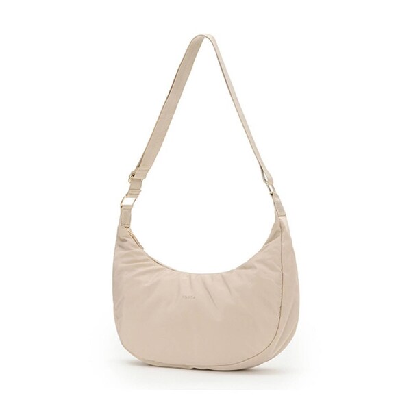 Tosca Everyday Nylon Hobo Shoulder Compact Crescent Purse Handbag Beige