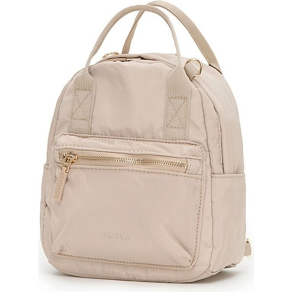 Tosca Mini Nylon Utility Compact Carry Purse Handag Beige w/Strap Loops