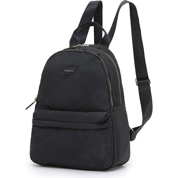 Tosca Daily Nylon Lightweight Shoulder Laptop School Backpack Black Stitch