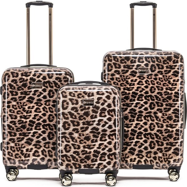 3pc Tosca 4-Wheeled Suitcase Luggage Travel Bag Set S/M/L - Leopard Print