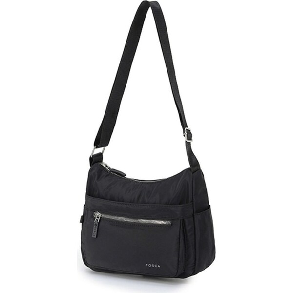 Tosca Casual Vegan Nylon Shoulder Minimalist Crossbody Purse Handbag Black