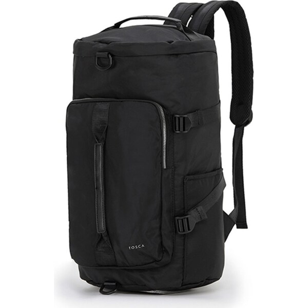 Tosca Barrel Large Nylon Weekend Travel Heavy Duty Hiking Backpack/Tote Black