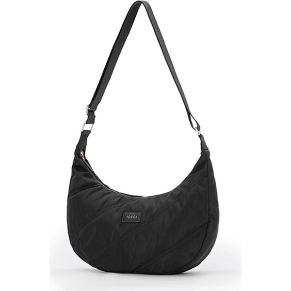 Tosca Everyday Hobo Shoulder Compact Crescent Purse Handbag Black Stitch