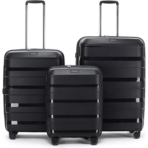 3pc Tosca Comet 4-Wheeled Suitcase Luggage Travel Bag Set S/M/L - Black