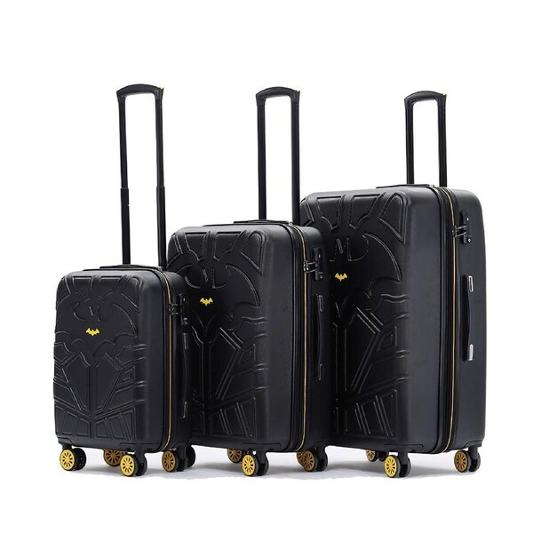 3pc Batman Gotham Hard Shell Travel Suitcase Luggage 4-Wheel Set - Black