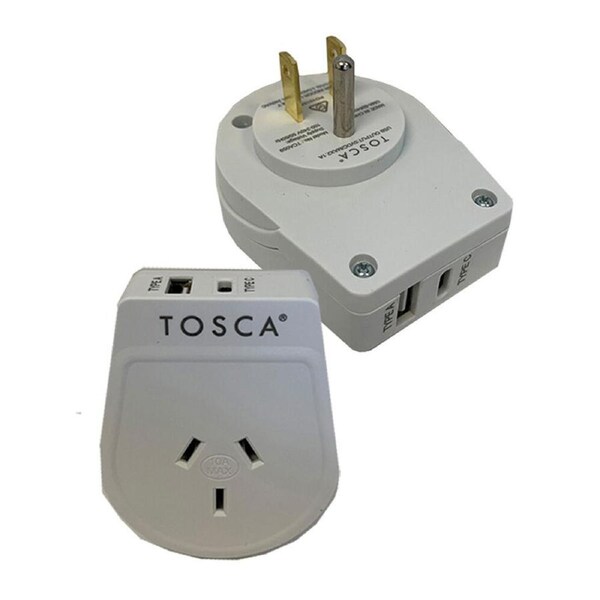 Tosca OB Travel Power Adapter Converter Plug w/ USB A&C - USA Compatibility