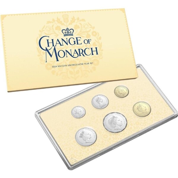2024 Change of Monarch Six Coin UNC Set RAM QEII and KCIII including $2 collection