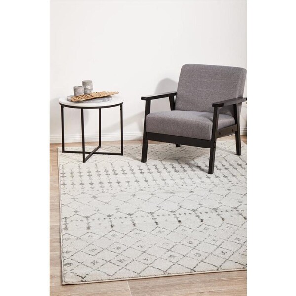 Rug Culture Silver & Off White Geometric Durable Rug (290 x 200cm)