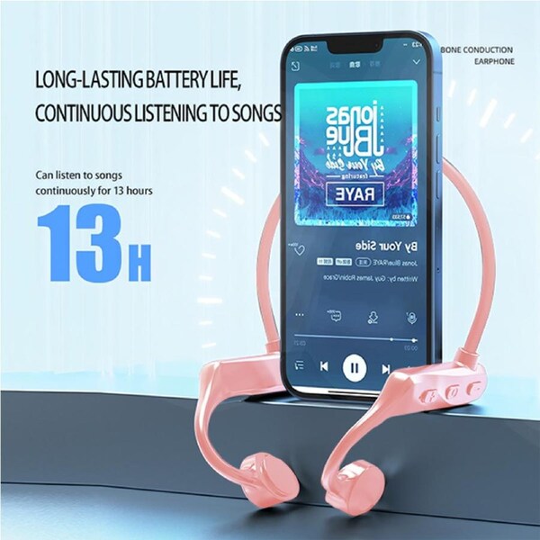 ZUSLAB Open Ear Earbuds Earphone Bluetooth Wireless Conducting with Microphone - Pink