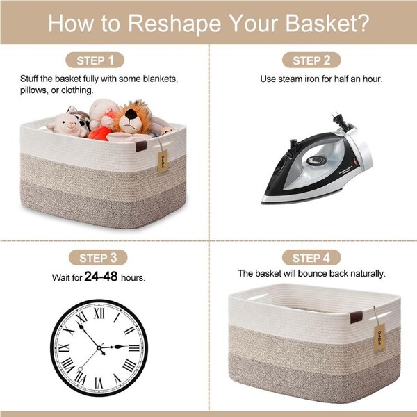 DelSol Luxury XXXL Nursery Storage Basket 100% Cotton Rope Basket with Handles Toy Organizer and Storage for Laundry/Blankets/Pillows